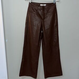 Oraije vegan pleather chocolate brown pants - Small